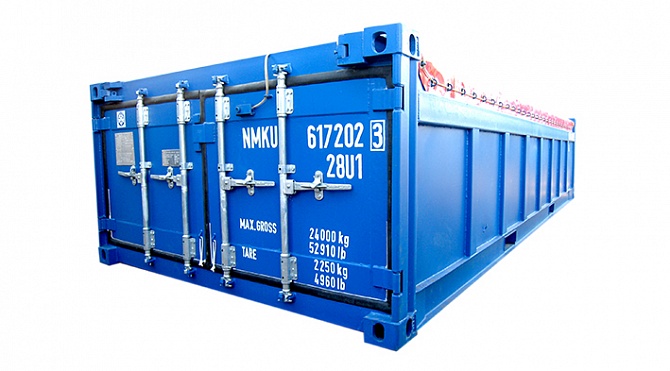 1CX open top container with rotary beam and canopy (height 864 mm), gross weight 24000 kg 
