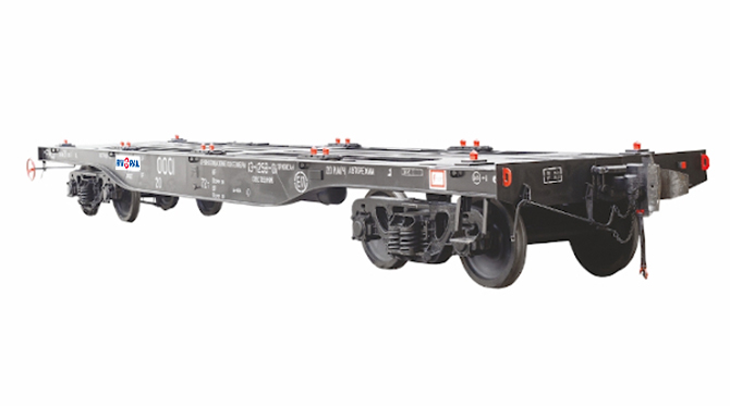 Flat car for transportation of large-tonnage containers 13-1258-01