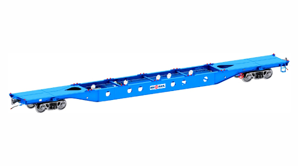 Flat car for transportation of large-tonnage containers 13-1284